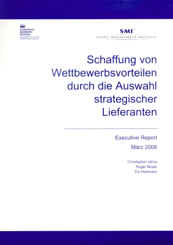 Cover: Schaffung von Wettbewerbsvorteilen durch die Auswahl strategischer Lieferanten