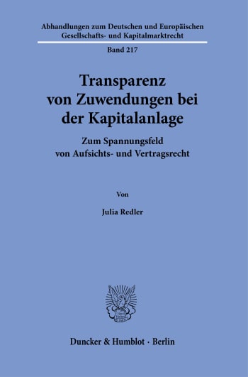 Cover: Transparenz von Zuwendungen bei der Kapitalanlage