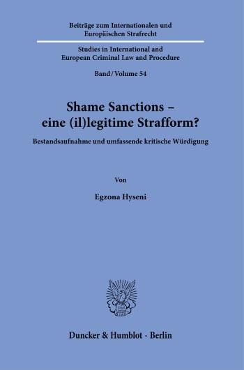 Cover: Shame Sanctions – eine (il)legitime Strafform?