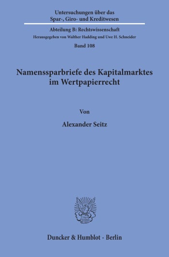 Cover: Namenssparbriefe des Kapitalmarktes im Wertpapierrecht