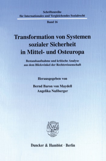 Cover: Transformation von Systemen sozialer Sicherheit in Mittel- und Osteuropa