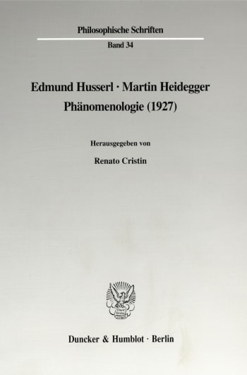 Cover: Edmund Husserl - Martin Heidegger: Phänomenologie (1927)