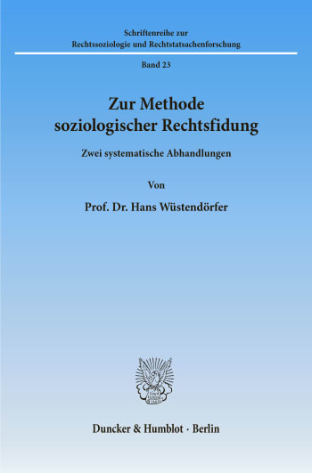 Cover: Zur Methode soziologischer Rechtsfindung