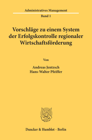 Cover: Vorschläge zu einem System der Erfolgskontrolle regionaler Wirtschaftsförderung