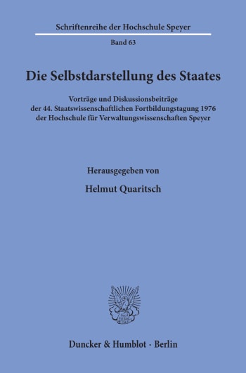 Cover: Die Selbstdarstellung des Staates