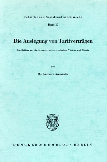 Cover: Die Auslegung von Tarifverträgen