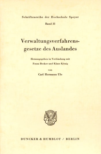 Cover: Verwaltungsverfahrensgesetze des Auslandes