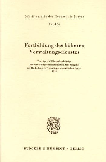 Cover: Fortbildung des höheren Verwaltungsdienstes