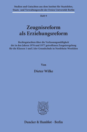 Cover: Zeugnisreform als Erziehungsreform