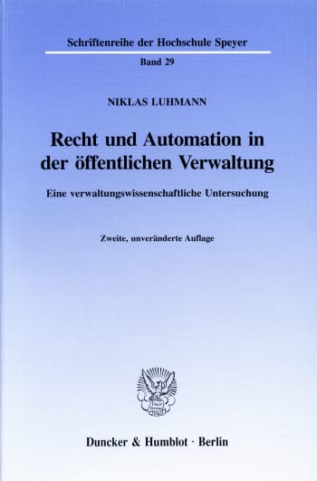 Cover: Recht und Automation in der öffentlichen Verwaltung