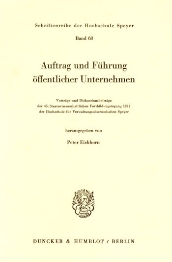 Cover: Auftrag und Führung öffentlicher Unternehmen