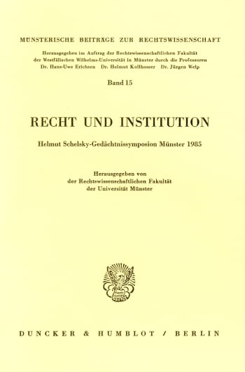 Cover: Recht und Institution