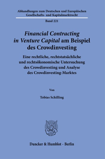 Cover: ›Financial Contracting in Venture Capital‹ am Beispiel des Crowdinvesting