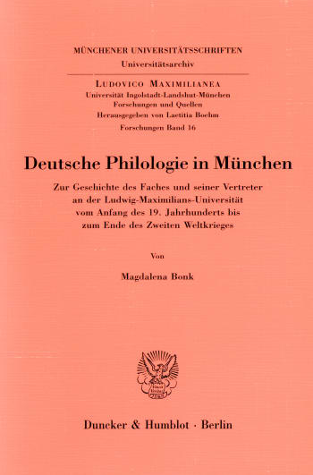 Cover: Deutsche Philologie in München