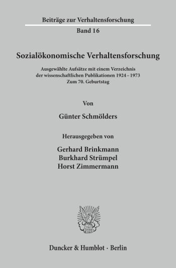 Cover: Sozialökonomische Verhaltensforschung