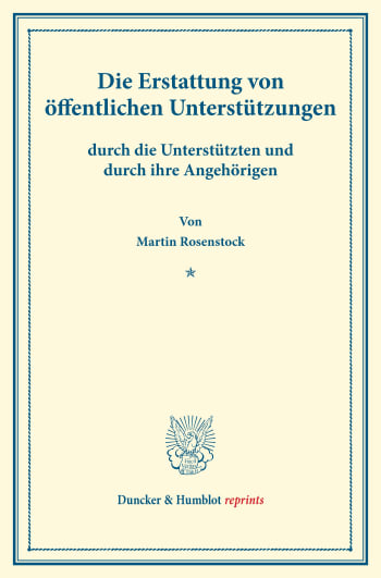 Cover: Die Erstattung von öffentlichen Unterstützungen