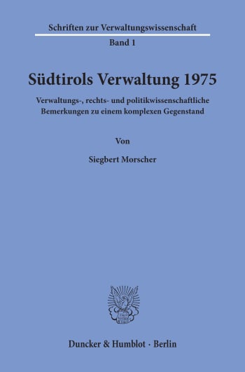 Cover: Südtirols Verwaltung 1975