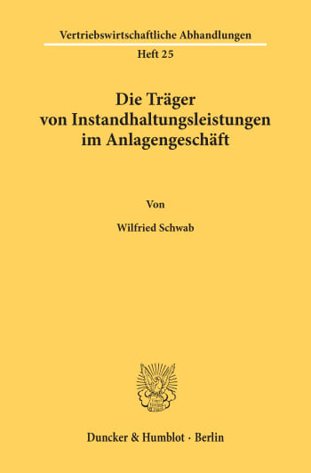 Cover: Die Träger von Instandhaltungsleistungen im Anlagengeschäft