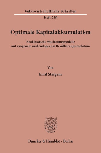 Cover: Optimale Kapitalakkumulation