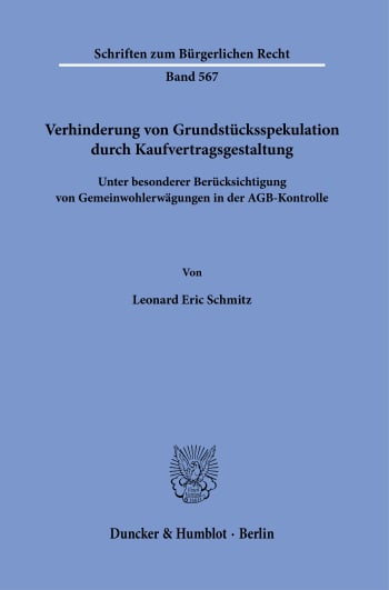 Cover: Verhinderung von Grundstücksspekulation durch Kaufvertragsgestaltung