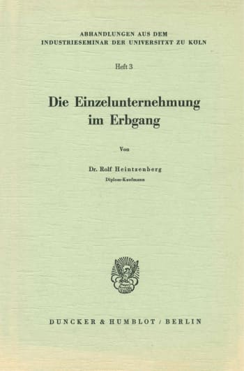 Cover: Die Einzelunternehmung im Erbgang