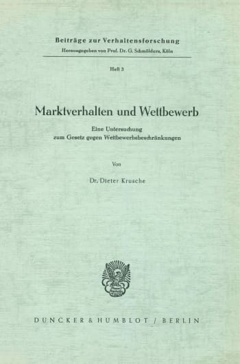 Cover: Marktverhalten und Wettbewerb