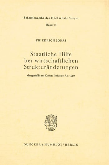 Cover: Staatliche Hilfe bei wirtschaftlichen Strukturänderungen,