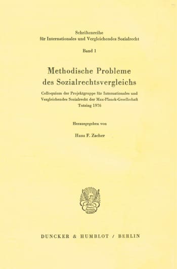 Cover: Methodische Probleme des Sozialrechtsvergleichs