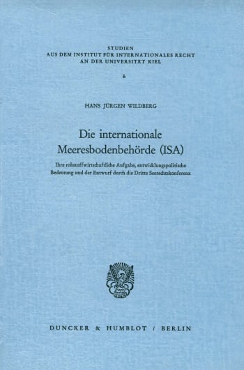 Cover: Die internationale Meeresbodenbehörde (ISA)