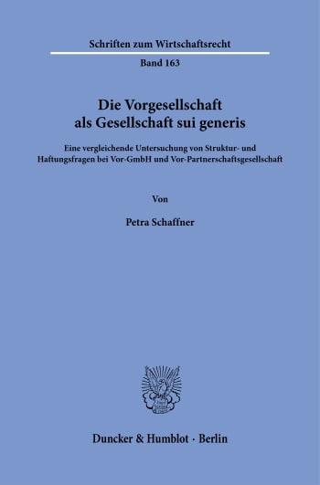 Cover: Die Vorgesellschaft als Gesellschaft sui generis