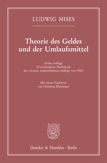 Cover: Theorie des Geldes und der Umlaufsmittel