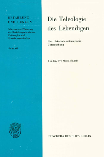 Cover: Die Teleologie des Lebendigen