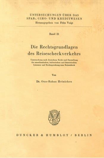 Cover: Die Rechtsgrundlagen des Reisescheckverkehrs