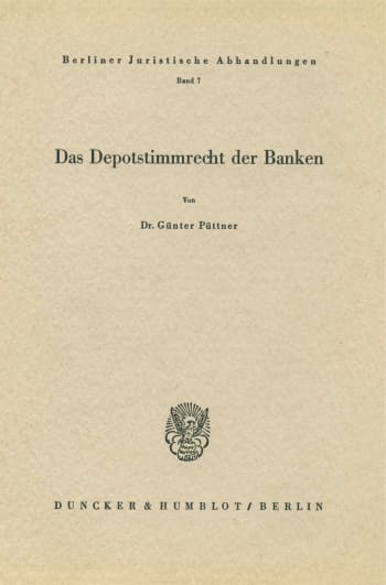 Cover: Das Depotstimmrecht der Banken