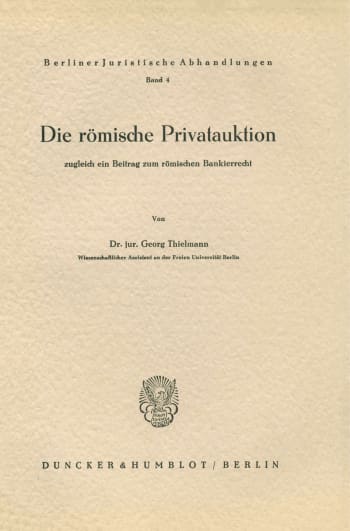 Cover: Die römische Privatauktion