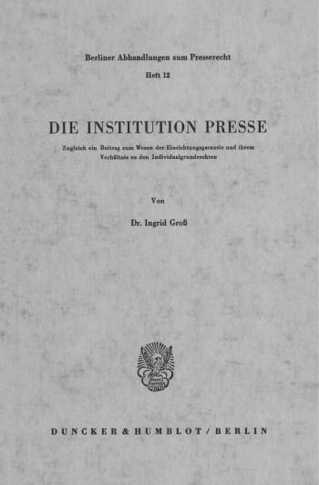 Cover: Die Institution Presse