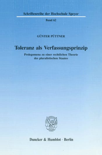 Cover: Toleranz als Verfassungsprinzip