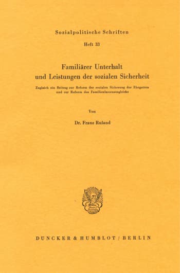 Cover: Familiärer Unterhalt und Leistungen der sozialen Sicherheit