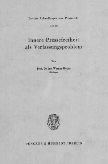 Cover: Innere Pressefreiheit als Verfassungsproblem