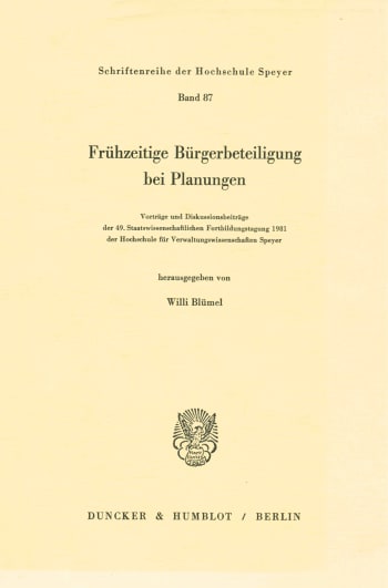 Cover: Frühzeitige Bürgerbeteiligung bei Planungen