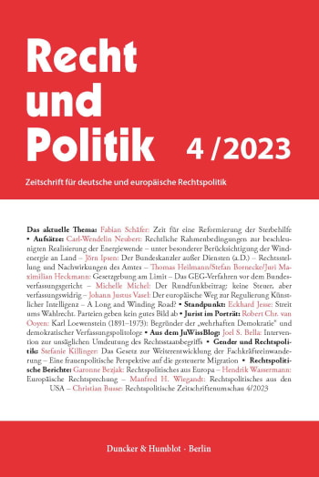 Cover: Recht und Politik (RuP)