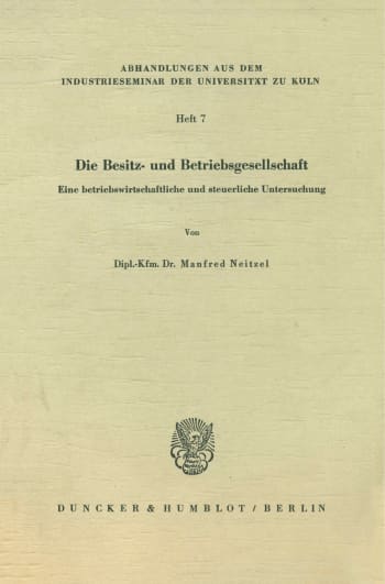 Cover: Die Besitz- und Betriebsgesellschaft