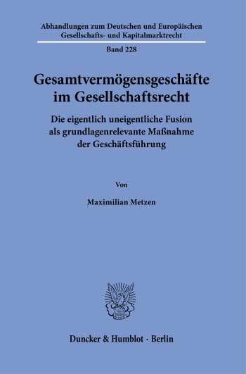 Cover: Gesamtvermögensgeschäfte im Gesellschaftsrecht