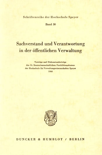 Cover: Sachverstand und Verantwortung in der öffentlichen Verwaltung