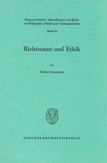 Cover: Richteramt und Ethik