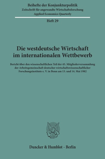 Cover: Die westdeutsche Wirtschaft im internationalen Wettbewerb