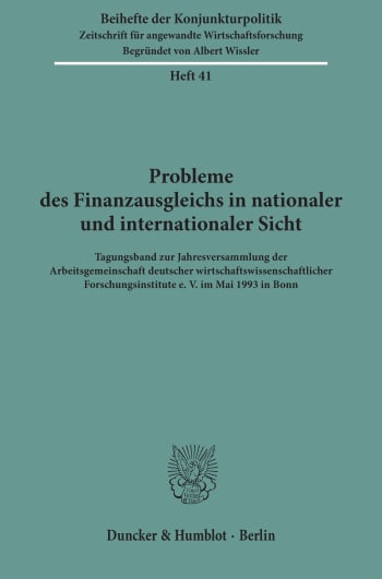 Cover: Probleme des Finanzausgleichs in nationaler und internationaler Sicht