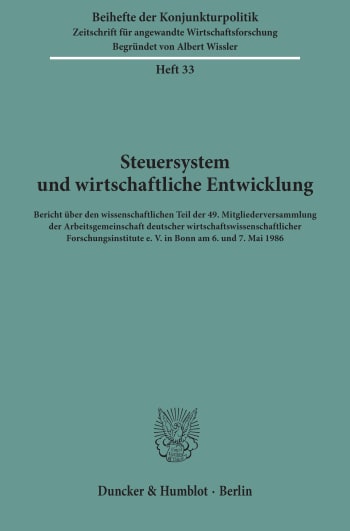 Cover: Steuersystem und wirtschaftliche Entwicklung