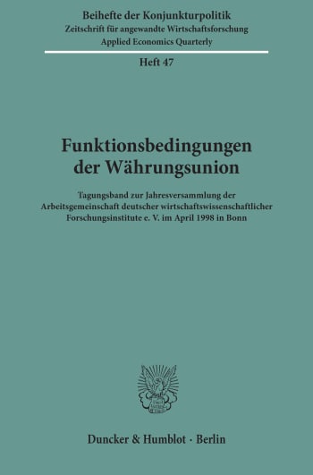 Cover: Funktionsbedingungen der Währungsunion