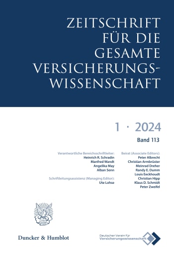 Cover: Zeitschrift für die gesamte Versicherungswissenschaft (ZVersWiss)